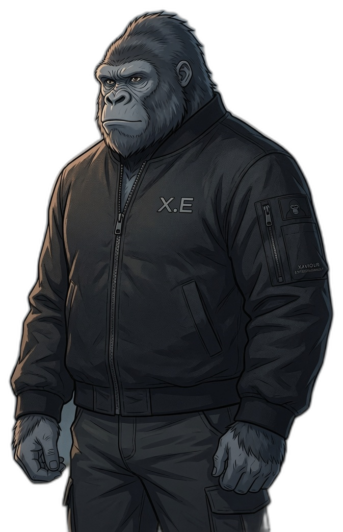 X.E-maskot i X.E-jakke